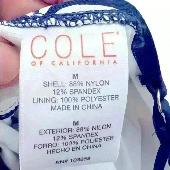 Cole of California women’s one piece swimsuit navy blue and white brand new - Picture 2 of 7
